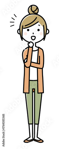 若い女性　ママ　気付く