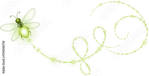 Firefly flying with trail clipart collection. Fireflies abstract illustration.
