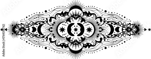 Celestial mystic separator. Ornate boho magical divider decorative element
