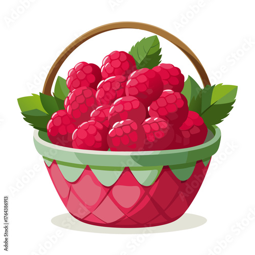 Basket of fresh raspberries, ready for consumption