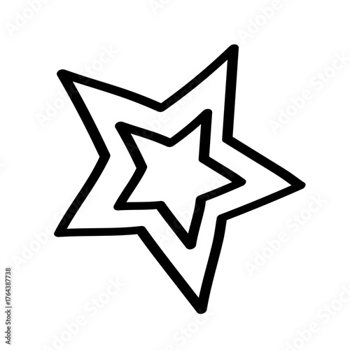 Hand drawn outline of a doodle style star. Vector single illustration of isolate on white.