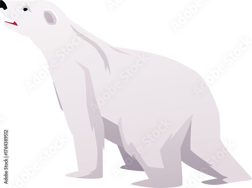 Cartoon polar bear standing with head up, a polar predator.