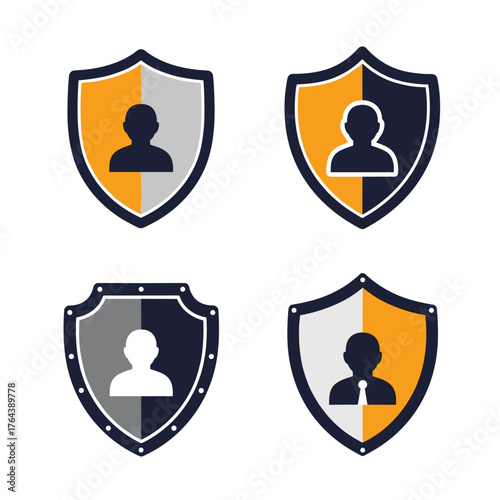 Shields with Person Icons - Security and Protection Concepts.