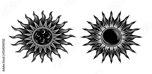 Sun Moon Celestial Astrology Mystical Occult Magic Spiritual Symbol