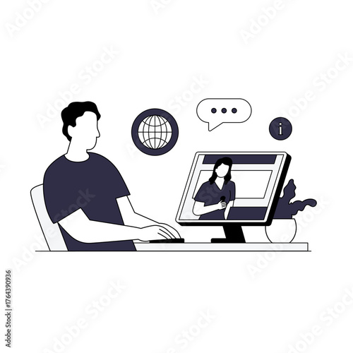 Online learning and remote work with digital communication and video conferencing