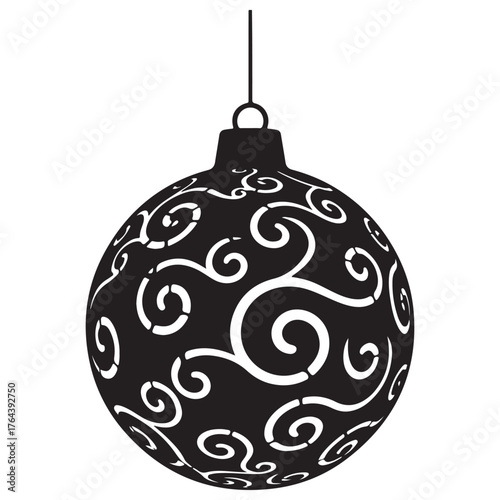 Monochrome Decorative Christmas Ornament with Intricate Swirl Cutout Design