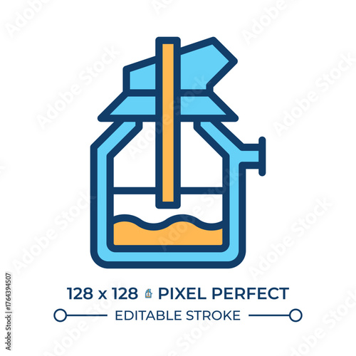 Basic oxygen furnace line color icon. Steelmaking, metalwork. Steel production, industrial technology. Raw materials. Isolated vector illustration. Flat colorful symbol design. Editable stroke