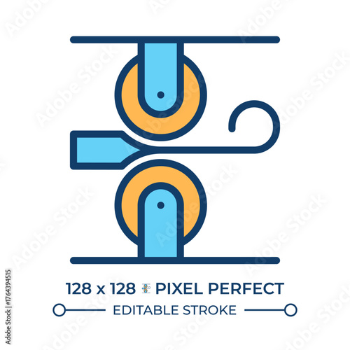 Rolling production line color icon. Metal forming. Manufacturing process, processing mill. Engineering, machinery. Isolated vector illustration. Flat colorful symbol design. Editable stroke