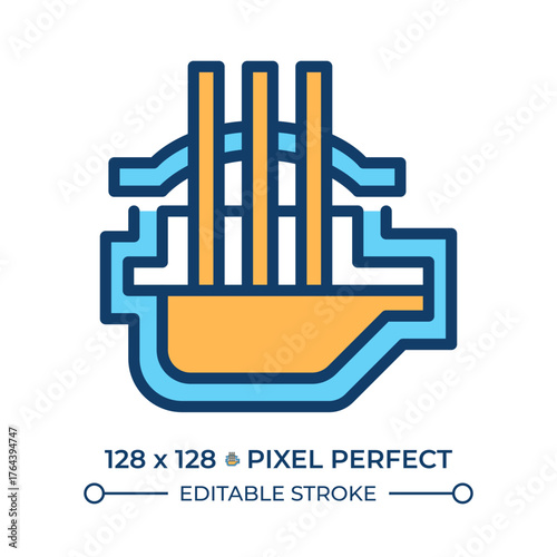 Electric arc furnace line color icon. Heavy industry, metallurgy. Modern technology, manufacturing. Metal casting. Isolated vector illustration. Flat colorful symbol design. Editable stroke