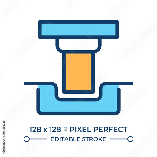 Metal stamping line color icon. Steel production, industrial. Manufacturing, machinery. Engineering, processing. Isolated vector illustration. Flat colorful symbol design. Editable stroke