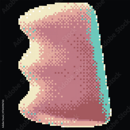 Y2K style abstract pixel shape, pink color, glow effect, 8-bit.