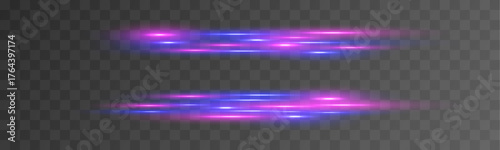 Fast red light streaks crossing on a dark background with glowing trails. Used for motion-themed visuals, dynamic advertisements, or energy effects. Vector file with sharp highlights.