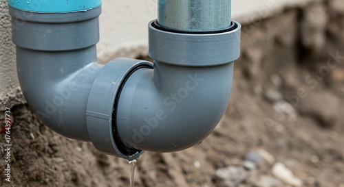 Wallpaper Mural Close-up of a gray PVC pipe system with a blue cap on top. Torontodigital.ca