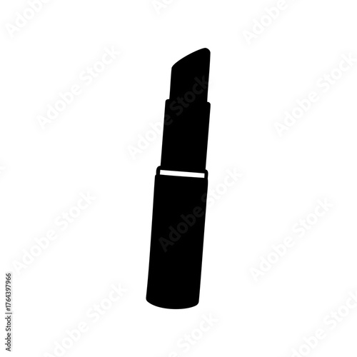 Minimalist black lipstick silhouette on a white background for beauty and fashion