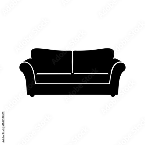Black silhouette of a classic two seat sofa for living room
