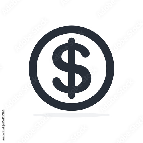 black and white icon of a dollar sign inside a circle.