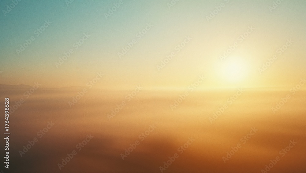 Fototapeta premium Sun rising and bathing dense clouds in aerial view with golden light at sunrise, copy space