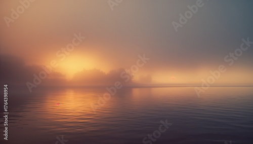 Shimmering sunrise reflecting on open ocean at dawn, with rippling water and low-hanging clouds