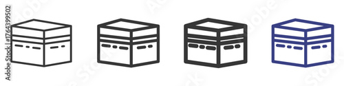 Kaaba Building Icon Vectors Set Illustration with Outline Style Variation