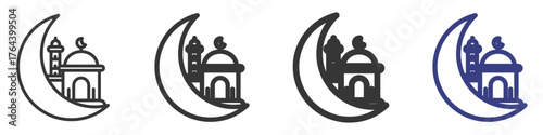 Islam Icon Vectors Set Illustration with Outline Style Variation
