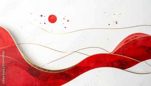 紅白の和柄、和風イメージの背景素材（和紙、赤色、白色）