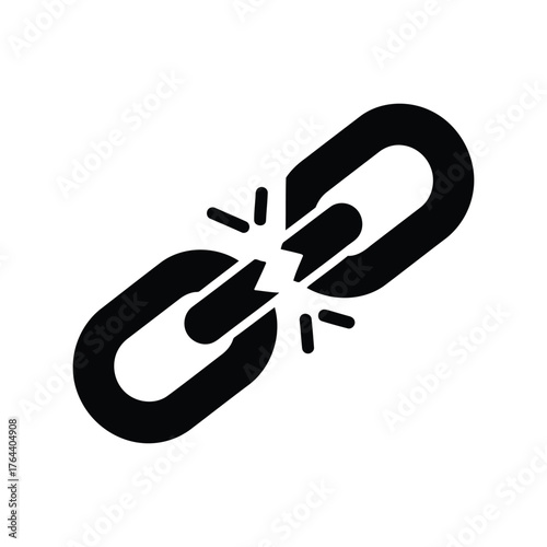 Broken link icon symbolizing disconnection or error in technology and internet connections vector