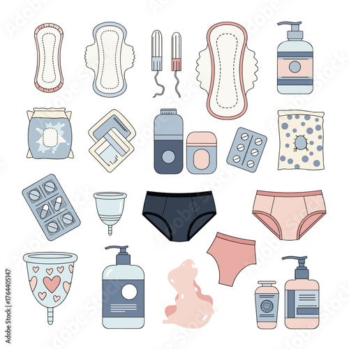 Feminine Hygiene Products Collection - Pads, Tampons, Cups, and More.