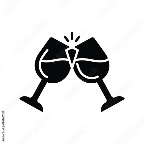 Celebration toast with two wine glasses clinking cheers happiness event party vector