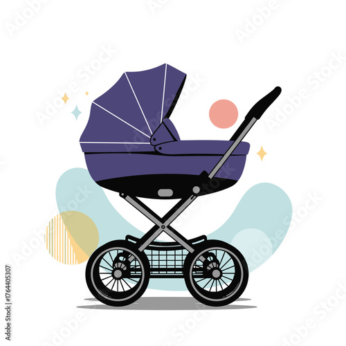 Elegant Purple Baby Stroller with Classic Design and Modern Features.