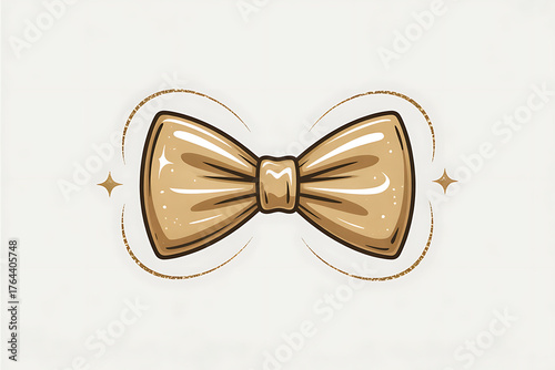 Elegant gold bow tie design, radiating sophistication and classic style with subtle sparkle.