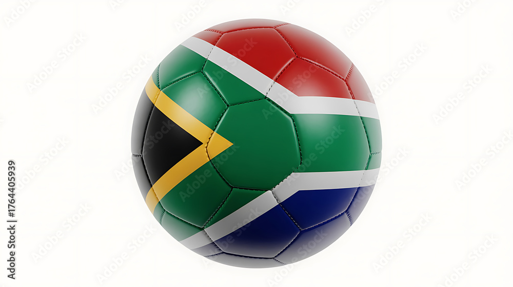 Obraz premium A soccer ball displays the vibrant colors and pattern of a nation's flag, representing sport and identity.