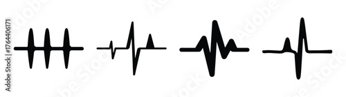 Four distinct heartbeat waveforms showing medical pulse monitoring and cardiac activity