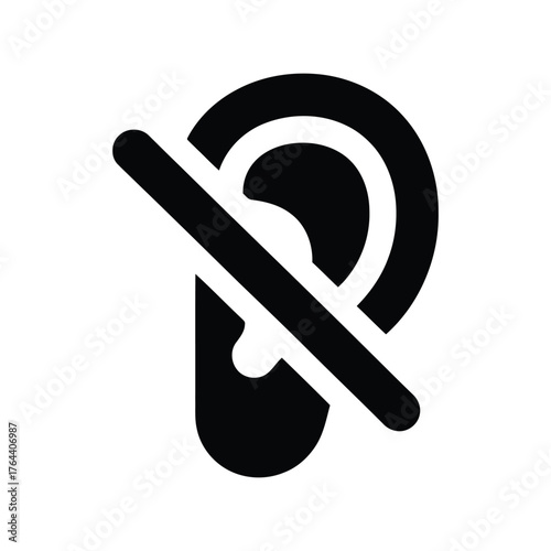 Hearing loss deafness symbol ear icon restricted access information quiet zone communication concept vector