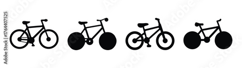 Four distinct bicycle silhouettes showcasing variety in cycling and transportation
