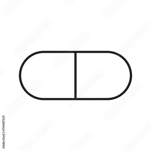 Minimalist pill icon symbol representing medicine health care pharmaceutical drug dosage capsule pharmaceutical industry