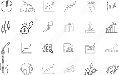 Stock market finance trading outline icon