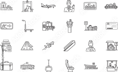 Airport outline terminal travel transport icon