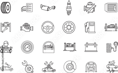 Auto service mechanic repair outline icon