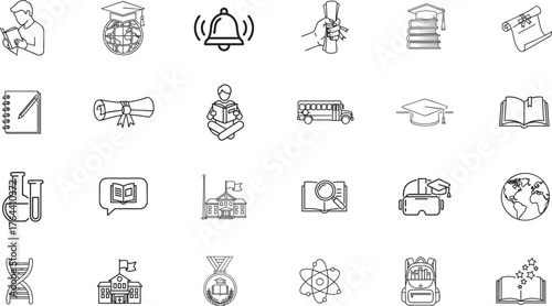 Education learning school knowledge line icon