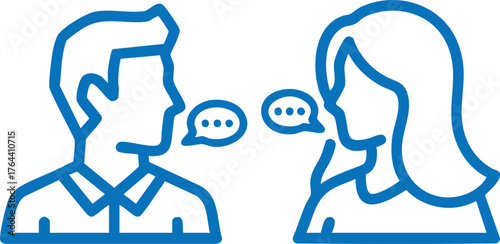 Friends chatting communication message line icon
