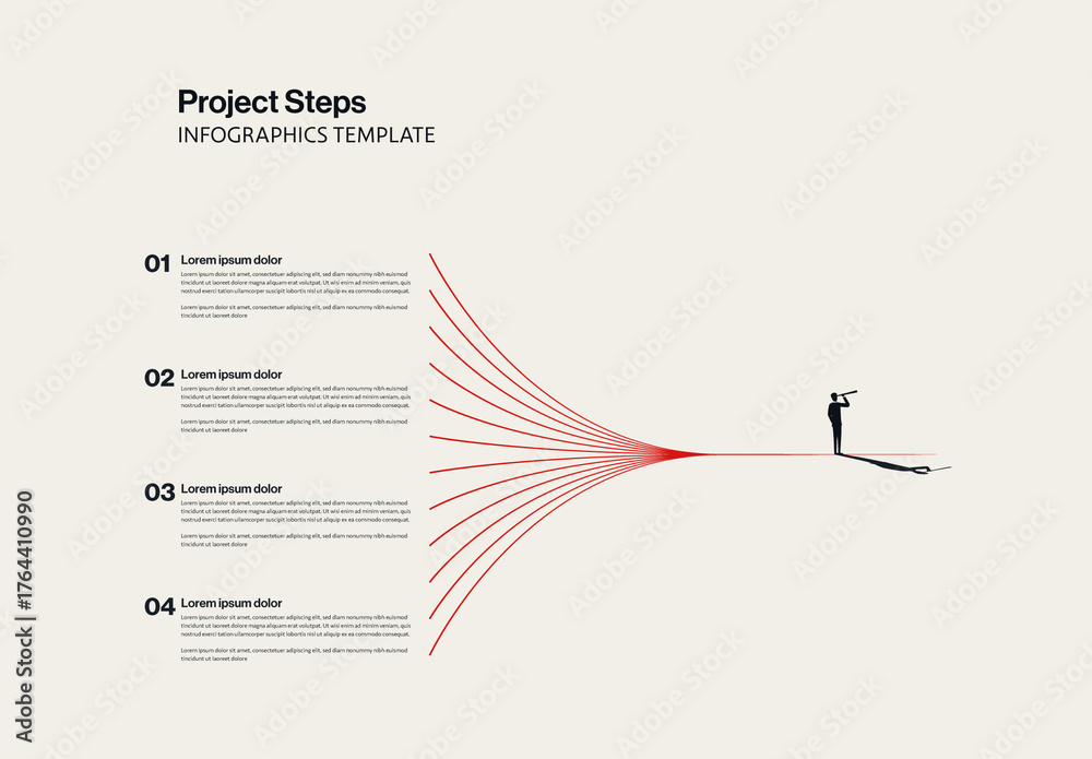 Project Steps Infographic Template with Converging Lines Stock Template ...