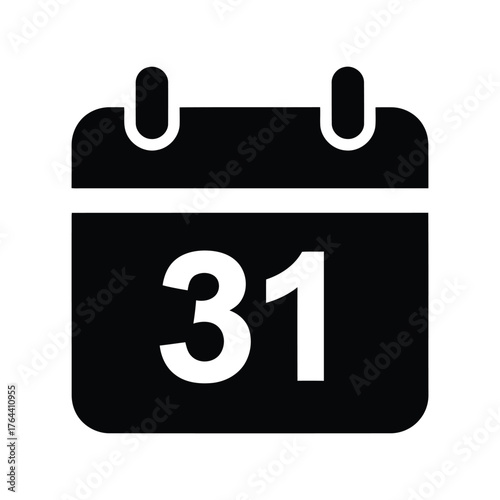 Calendar date 31 icon symbol simple minimalist design for scheduling planning business vector