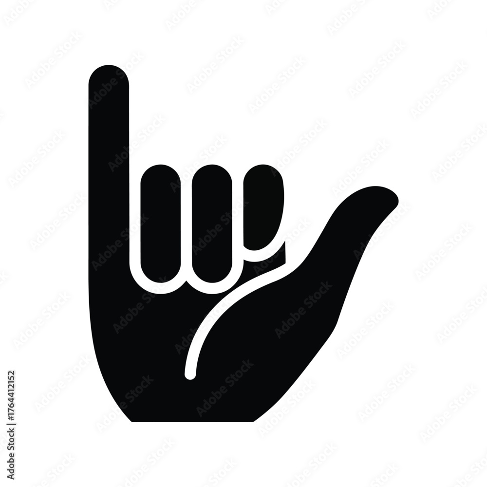 Fototapeta premium Hand gesture shaka sign symbol silhouette icon vector minimalist cool aloha vibe vector