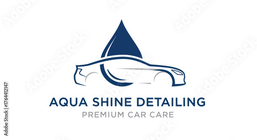 Aqua Shine Detailing Premium Car Care Logo Design for Automotive Services.