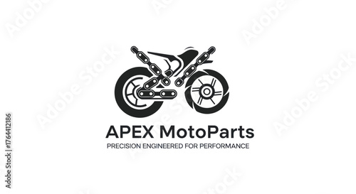 Apex MotoParts Logo with Detailed Motorcycle Silhouette for Performance.