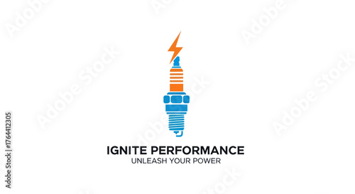 Spark plug with lightning bolt logo for performance and power.