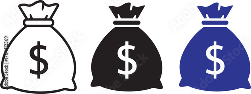 Money bag currency symbol outline icon