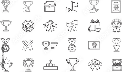 Reward achievement success trophy outline icon