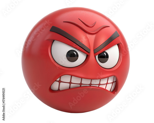 Red angry emoji with furrowed brows and clenched teeth image