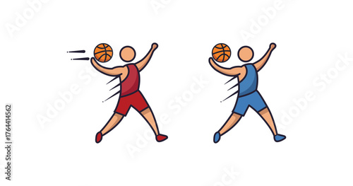 Basketball Players in Action , A vibrant design for sports branding, education, or athletic-themed content.